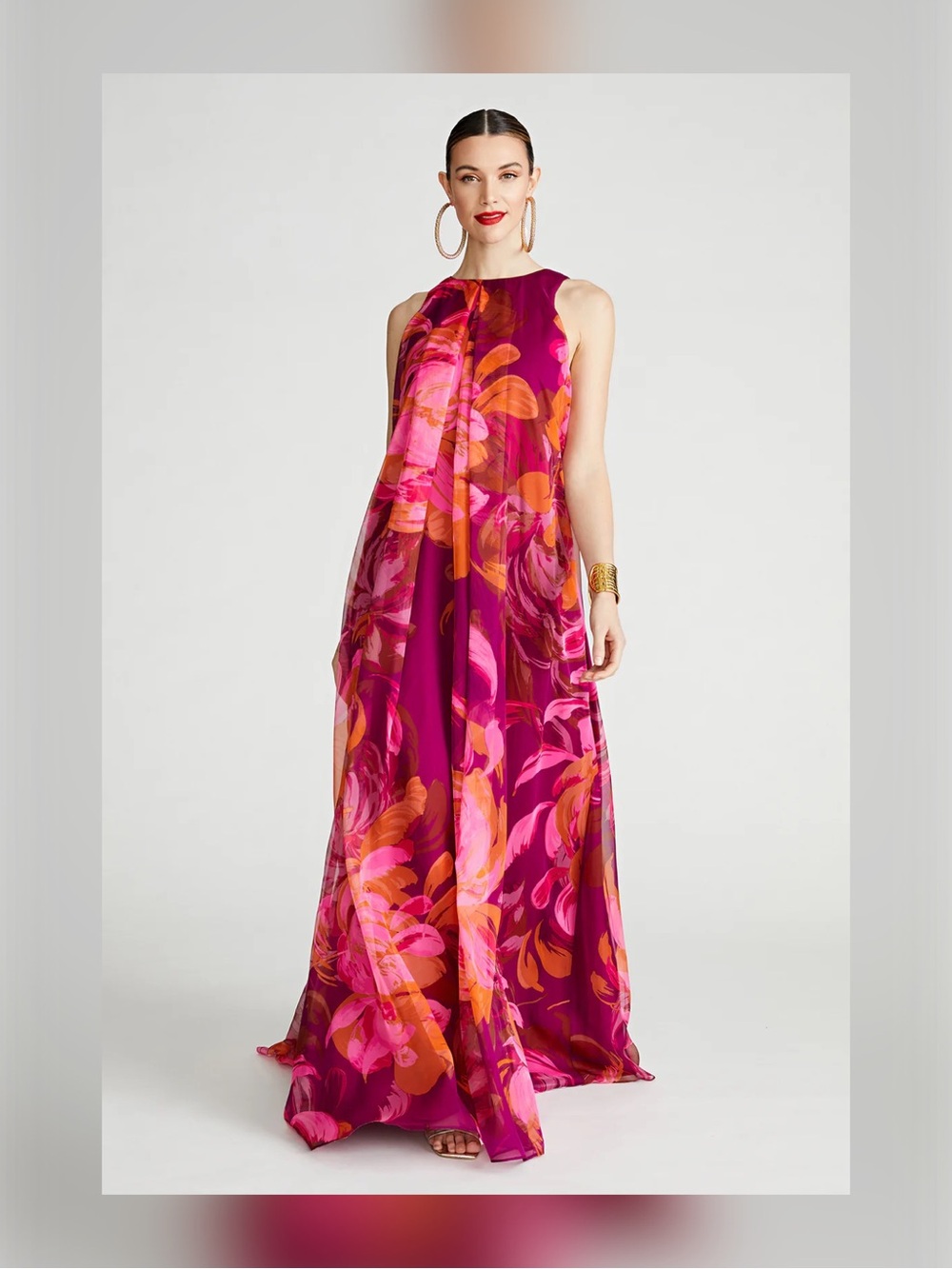 HALSTON Moira Gown In Printed Chiffon - Picture 8 of 8
